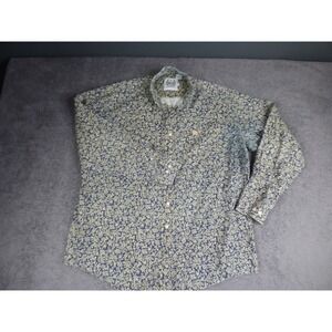 Cinch Mens Large Blue Floral Button Down Western Shirt Long Sleeve Cotton L